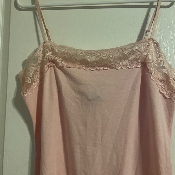 Vintage V.1 Couture Y2K Pink Lace Trim Cami Tank Size XL Cottage Whimsy Basic - Picture 4 of 7